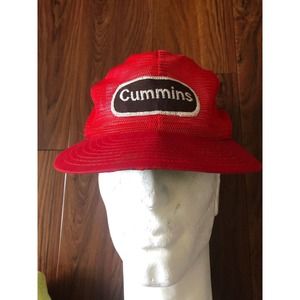 Vintage 70s 80s Louisville MFG Cummins Patch Red Mesh Trucker Snapback VTG